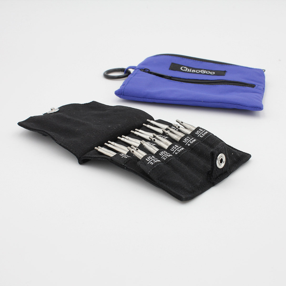 Kit d’aiguilles interchangeables Twist Shorties Bleu 2″ et 3″ (3,5mm à 5mm) - ChiaoGoo