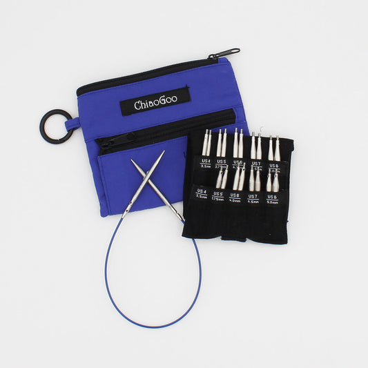 Kit d’aiguilles interchangeables Twist Shorties Bleu 2″ et 3″ (3,5mm à 5mm) - ChiaoGoo
